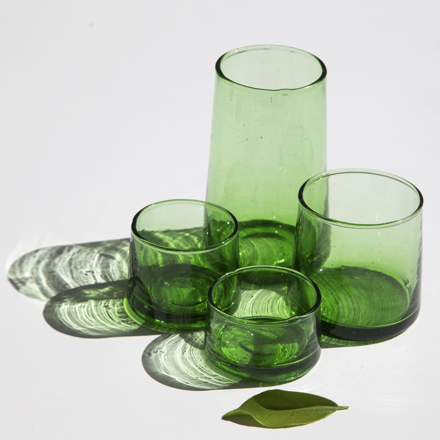 BELDI Trinkglas aus recycletem Glas | Konisch | Grün